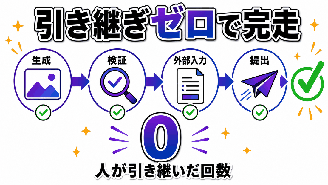 引き継ぎゼロで完走したことを示す図解