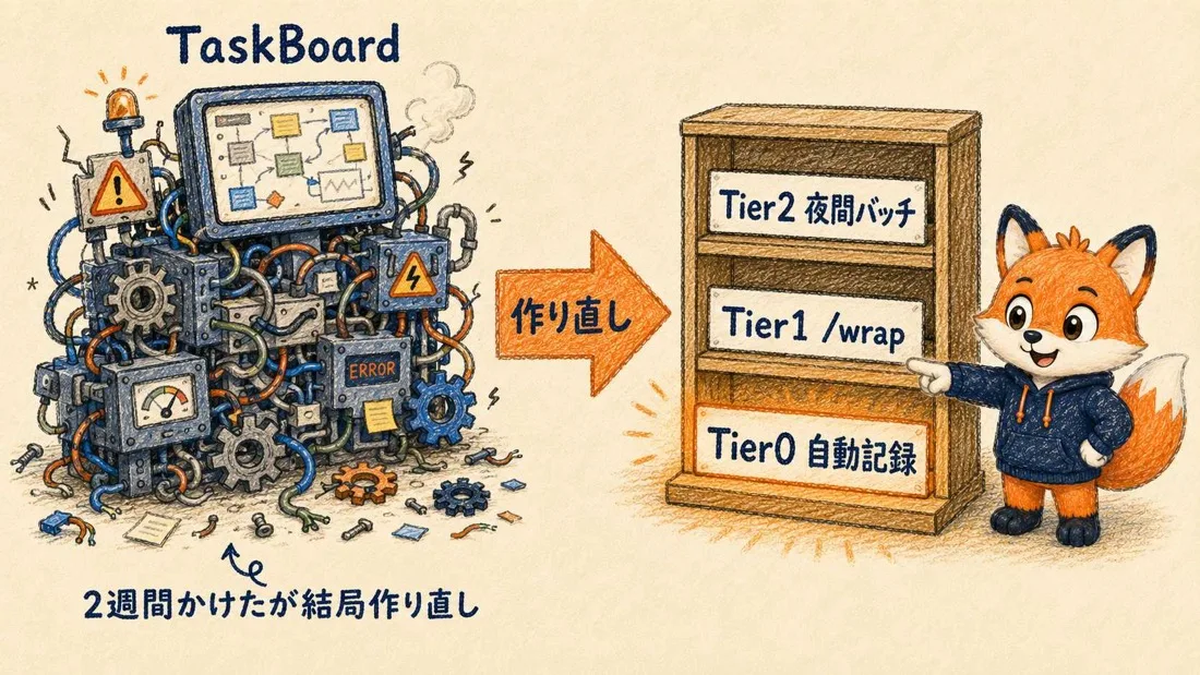 崩れかけのTaskBoardから軽量な3層構成Tier0/1/2へ作り直した図解